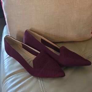 Adrienne Vittadini Burgundy Knit Slip Ons